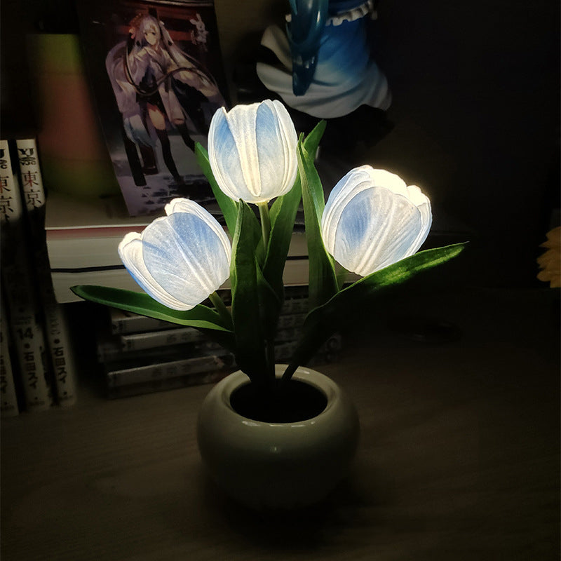 🔥 LED Tulip Éjjeli Lámpa Virág Asztali Lámpa 🌷💡