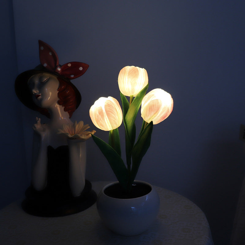 🔥 LED Tulip Éjjeli Lámpa Virág Asztali Lámpa 🌷💡