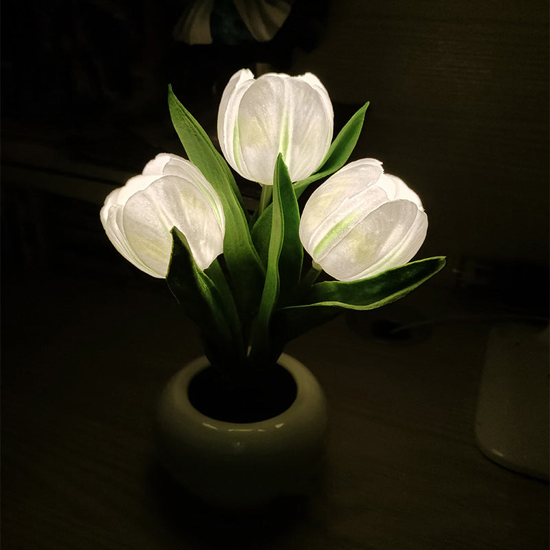 🔥 LED Tulip Éjjeli Lámpa Virág Asztali Lámpa 🌷💡