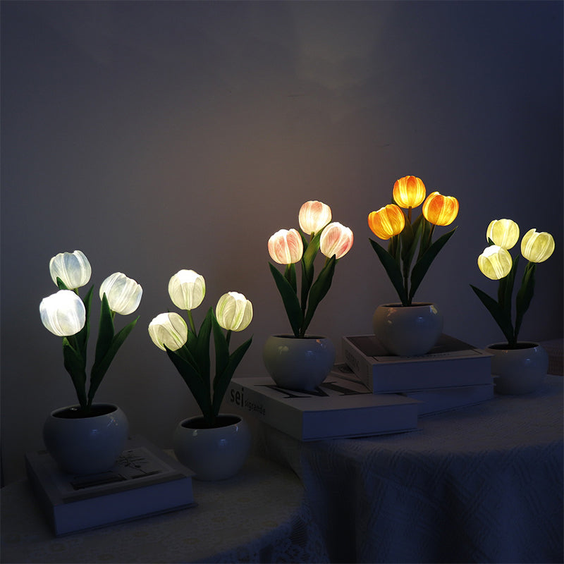 🔥 LED Tulip Éjjeli Lámpa Virág Asztali Lámpa 🌷💡