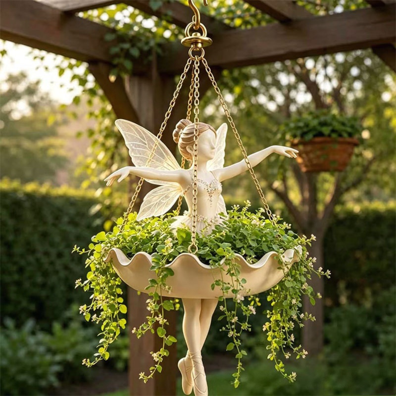 💃 Függesztett virágcserép balerinával – 🌿Elegáns kerti dekoráció a verandára és a teraszra
