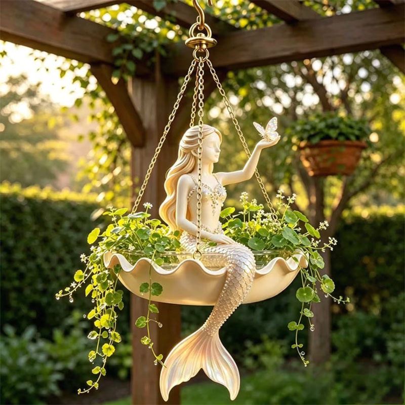 💃 Függesztett virágcserép balerinával – 🌿Elegáns kerti dekoráció a verandára és a teraszra