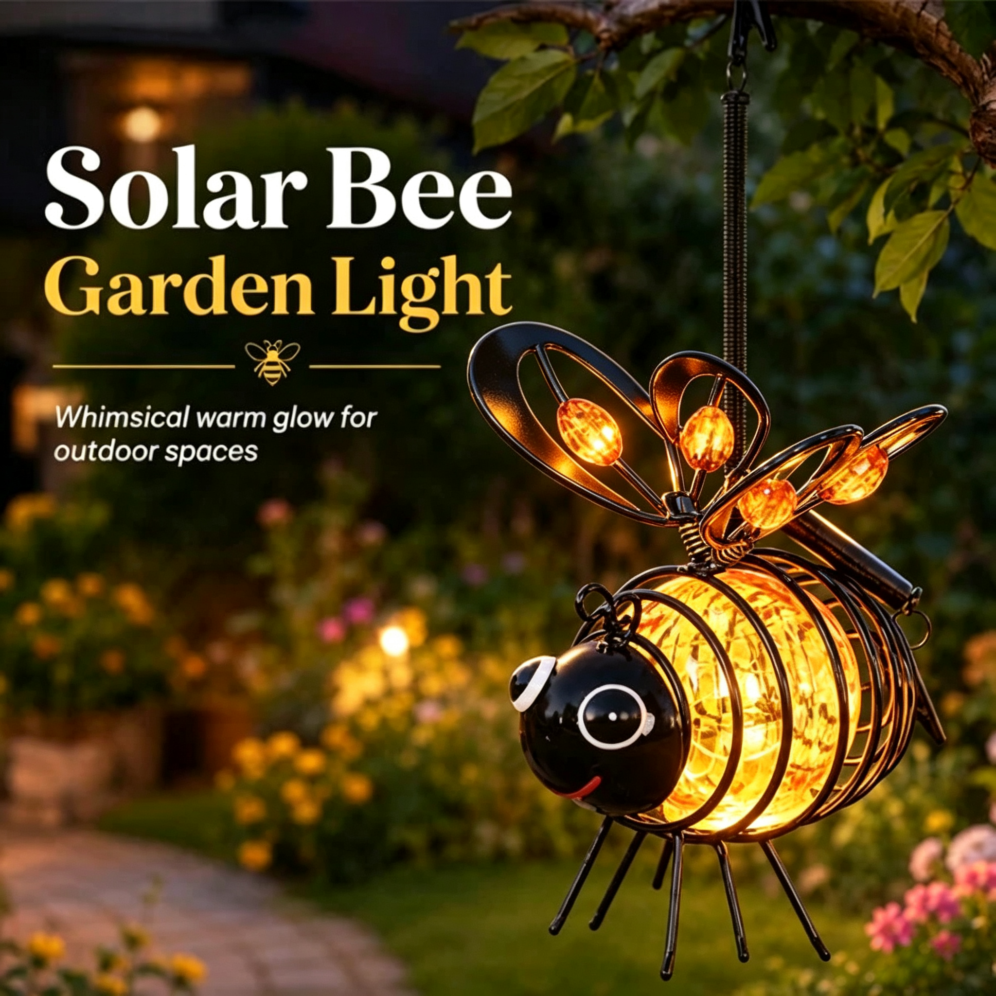 🌙🍃🪴 LIMITED-TIME 50% OFF! Hanging Solar Bee Light – Spread Joy Day and Night 🌞🌜