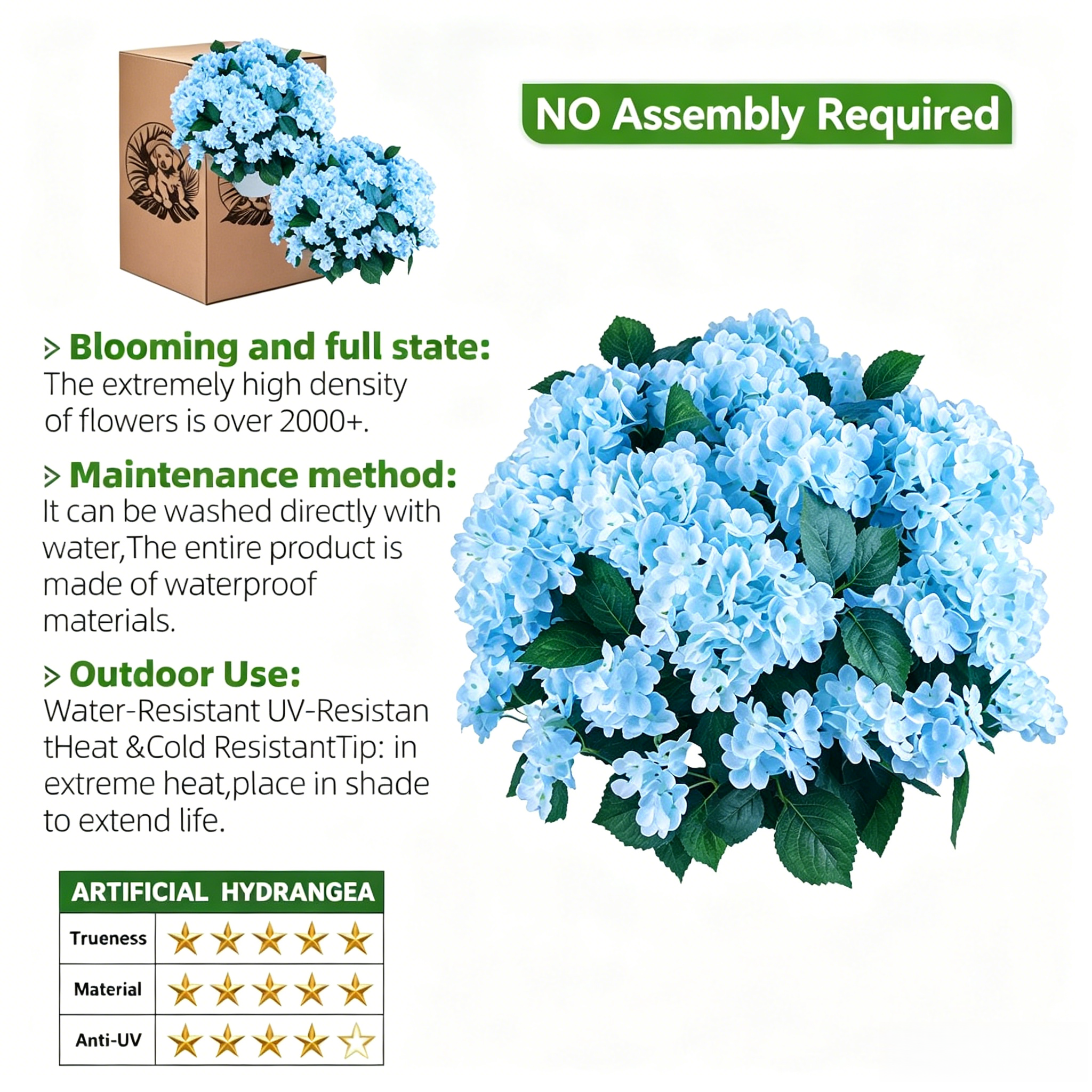 🔥Last Day 70% OFF🔥Artificial Outdoor Hydrangea Flowers - UV resistant, Waterproof, Windproof