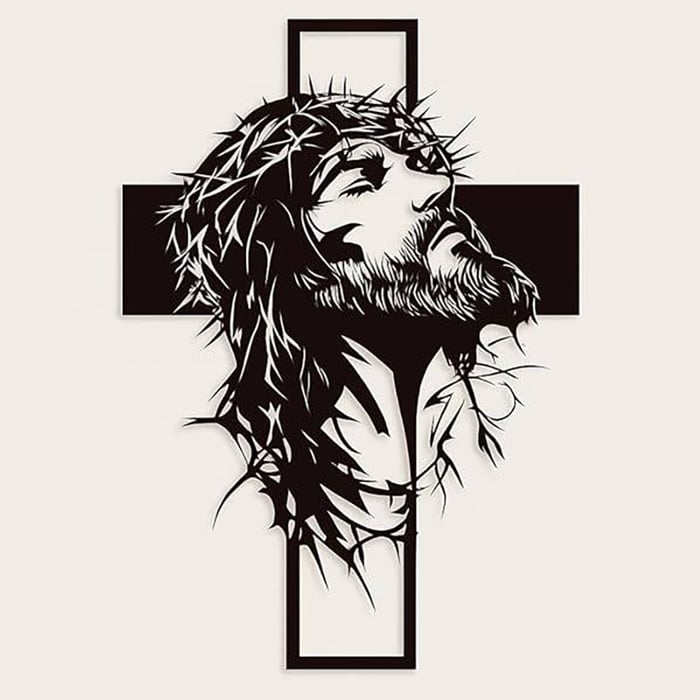 🔥2026 New Year Sale🔥Metal Jesus and Cross Wall Art: Christian Home Decor✝️