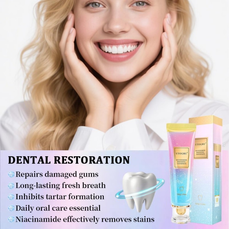 🔥Limited-time discount of 50%🔥Triple Fluoride-Free Whitening Niacinamide Toothpaste✨