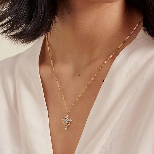 ✨ S925 Silver Cross & Crown Necklace