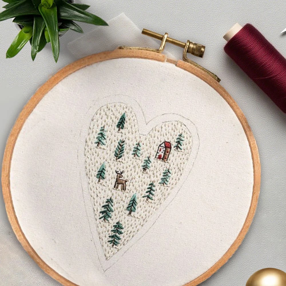 🔥Hot Sale 40 % OFF🔥🎅Best Christmas Gift💖DIY Heart Shaped Hand Embroidered Christmas Ornament/Ornament Kit