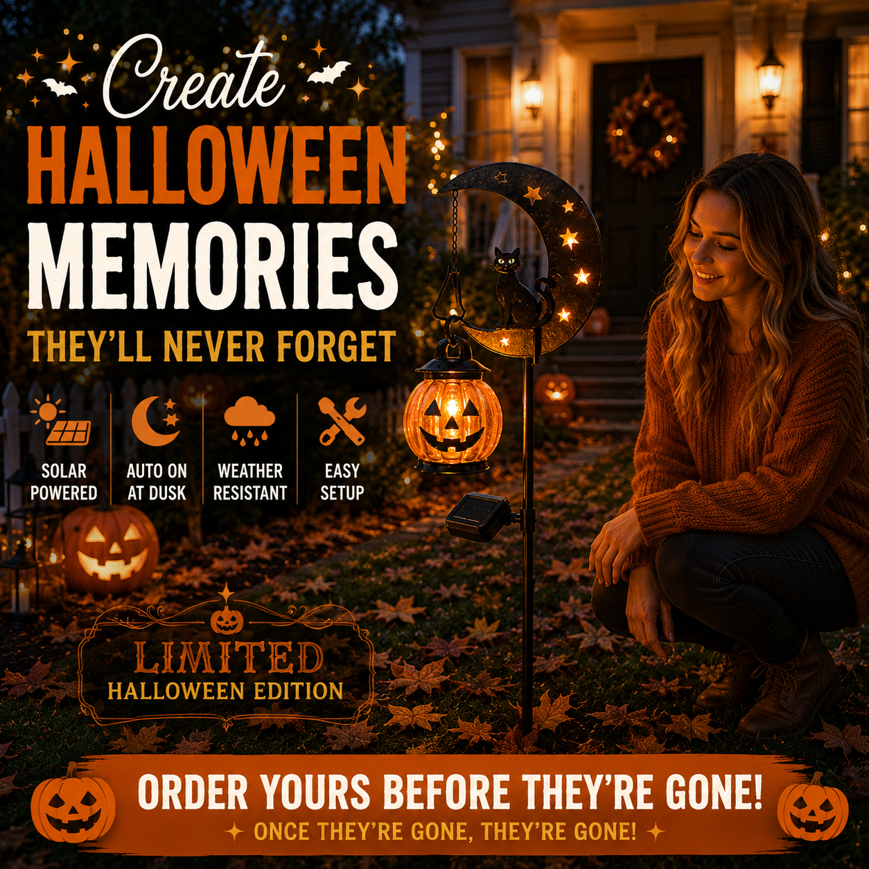 🎃Halloween Early Bird Special Sale 49% OFF-Pumpkin Moon Garden Stake Light