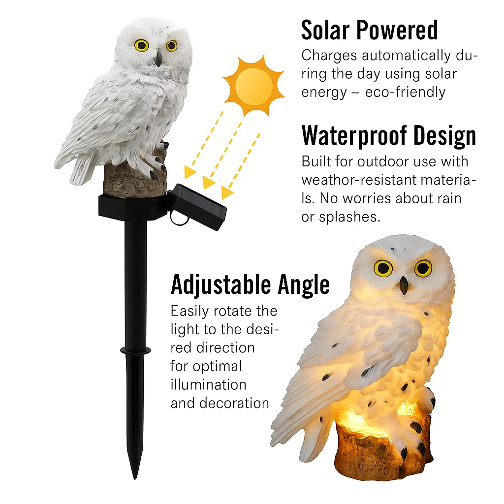 🔥Christmas Big Sale -- 50% OFF🔥Waterproof Solar Owl Light – LED Pathway Light for Lawn, Garden Decor & Can Scare Away Birds