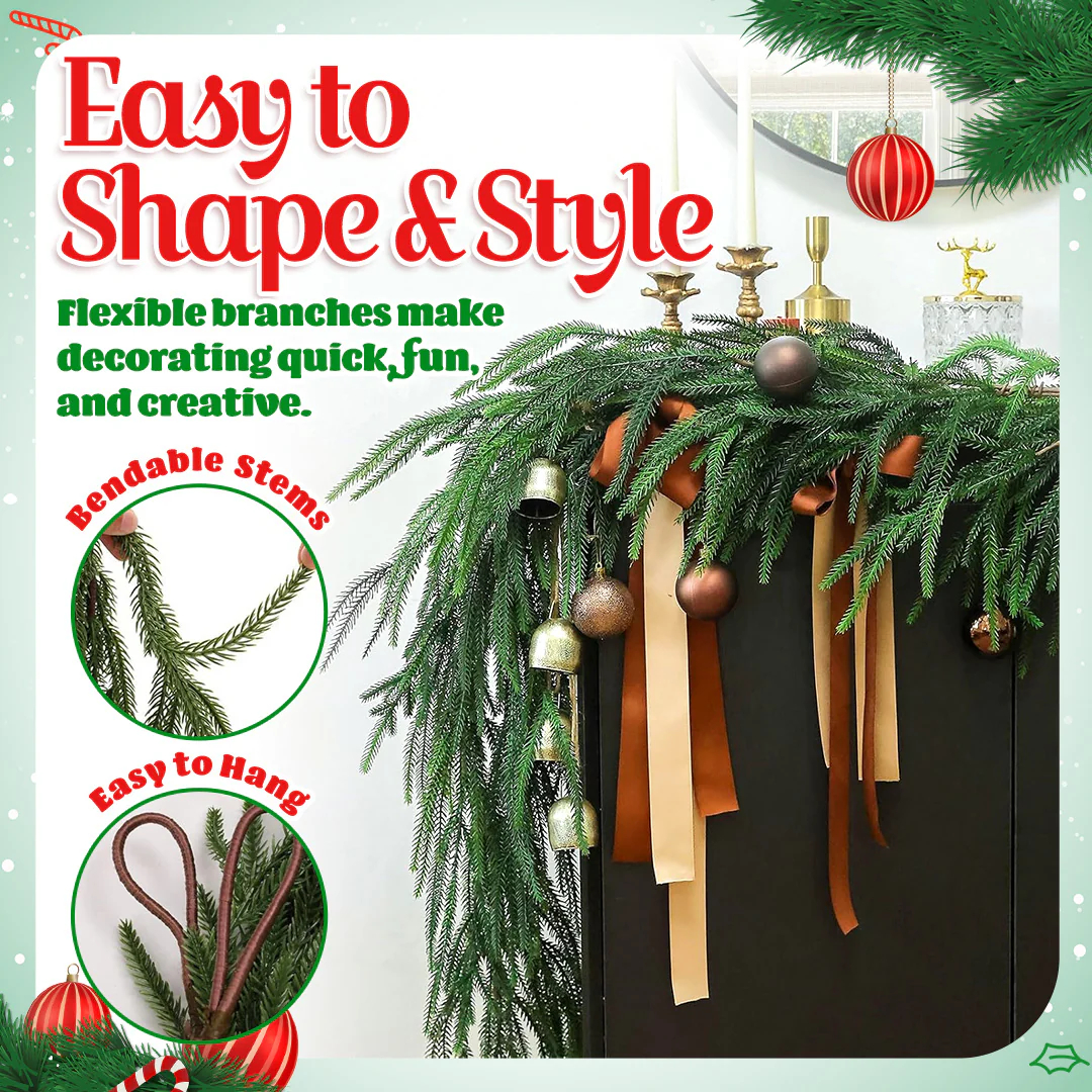 🎅🏻Christmas Sale 50% OFF🔥Real Touch Deluxe Norfolk Pine Garland🌿