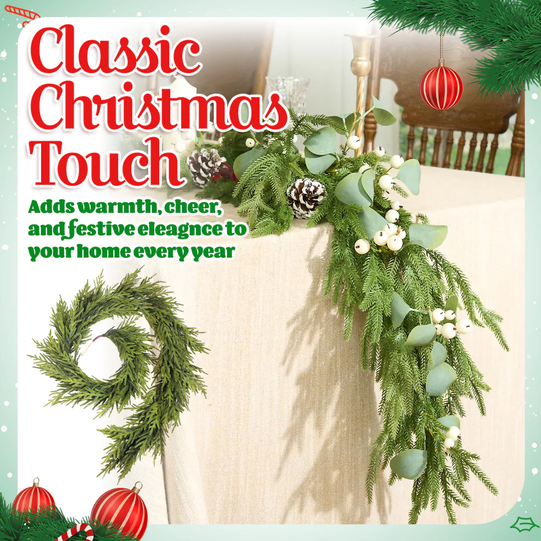 🎅🏻Christmas Sale 50% OFF🔥Real Touch Deluxe Norfolk Pine Garland🌿