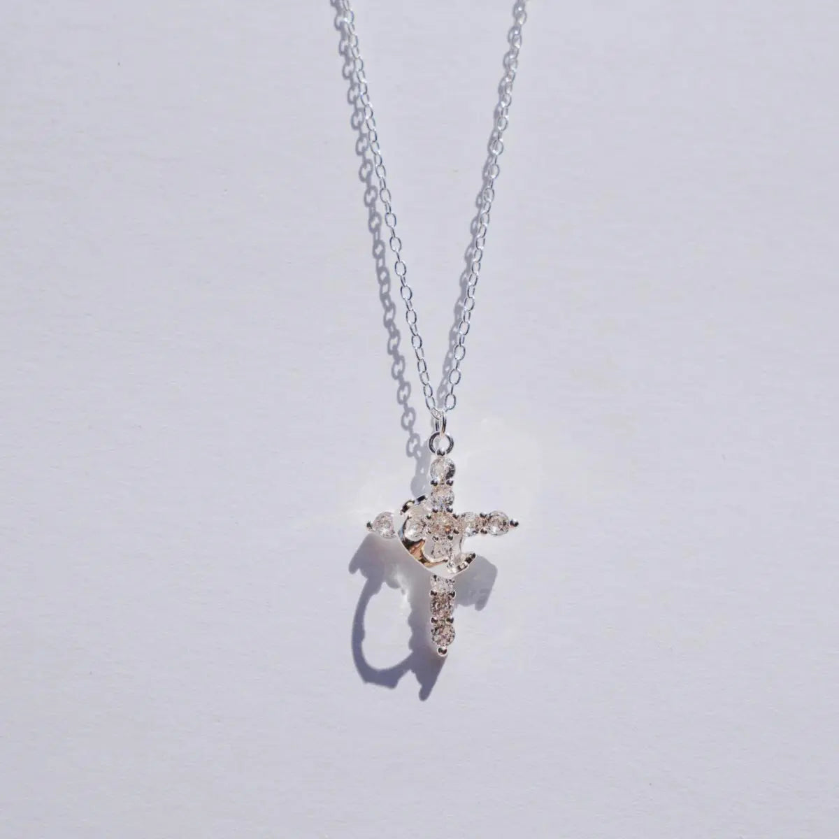 ✨ S925 Silver Cross & Crown Necklace