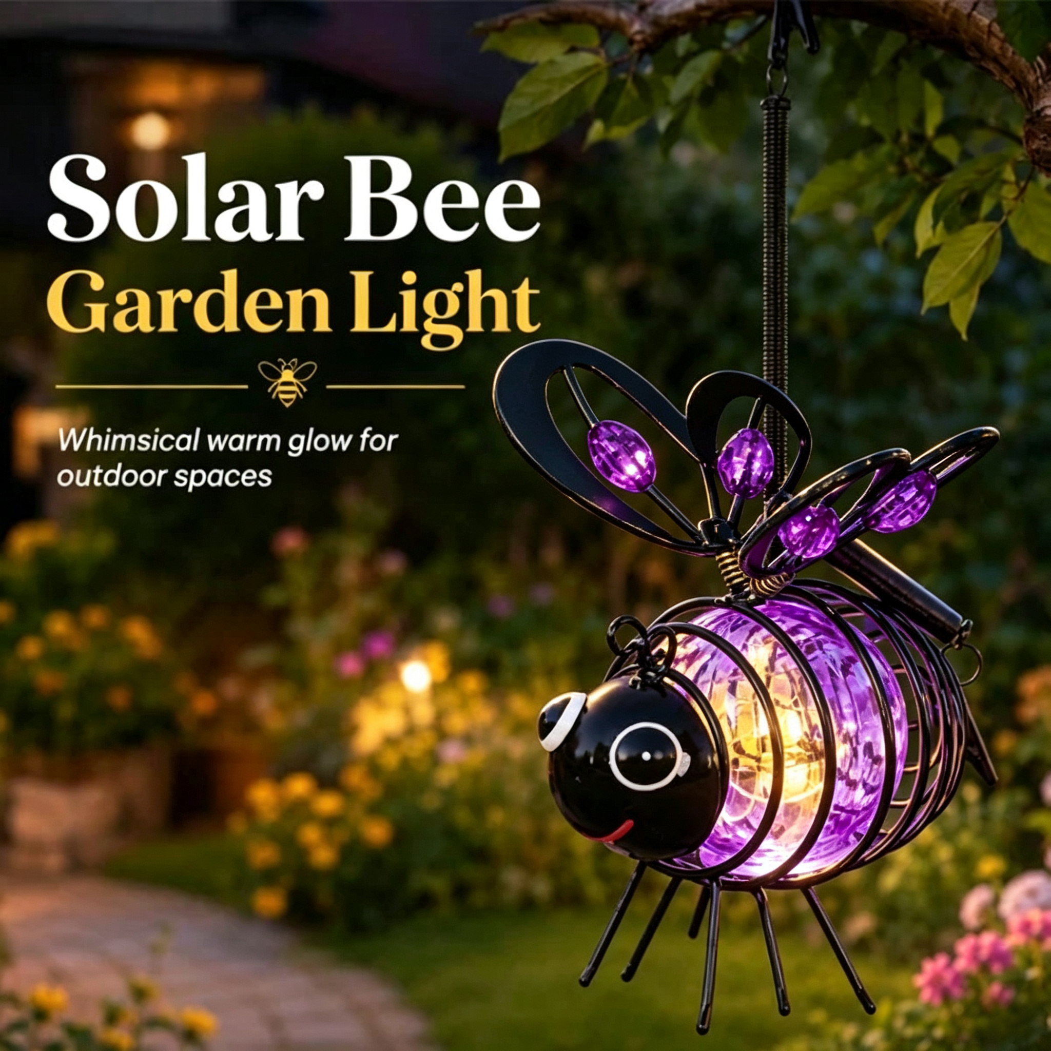 🌙🍃🪴 LIMITED-TIME 50% OFF! Hanging Solar Bee Light – Spread Joy Day and Night 🌞🌜