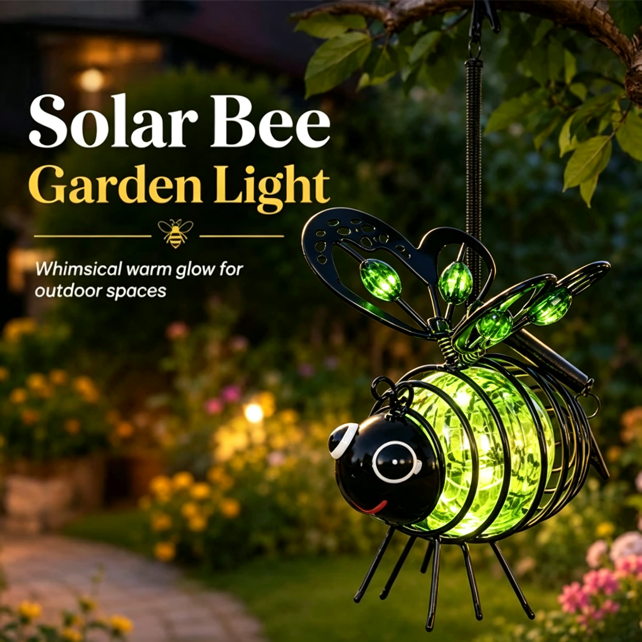 🌙🍃🪴 LIMITED-TIME 50% OFF! Hanging Solar Bee Light – Spread Joy Day and Night 🌞🌜
