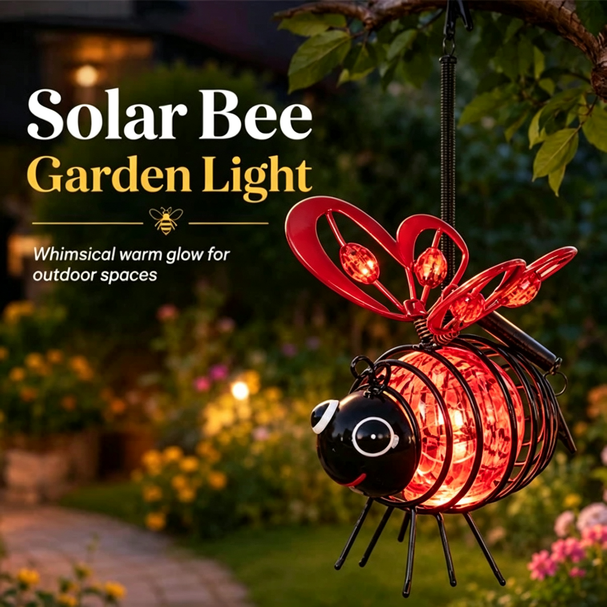 🌙🍃🪴 LIMITED-TIME 50% OFF! Hanging Solar Bee Light – Spread Joy Day and Night 🌞🌜