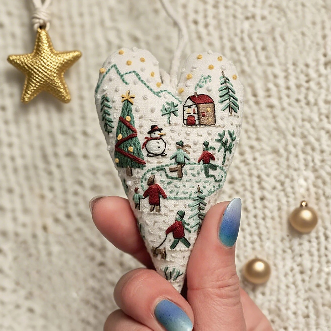 🔥Hot Sale 40 % OFF🔥🎅Best Christmas Gift💖DIY Heart Shaped Hand Embroidered Christmas Ornament/Ornament Kit