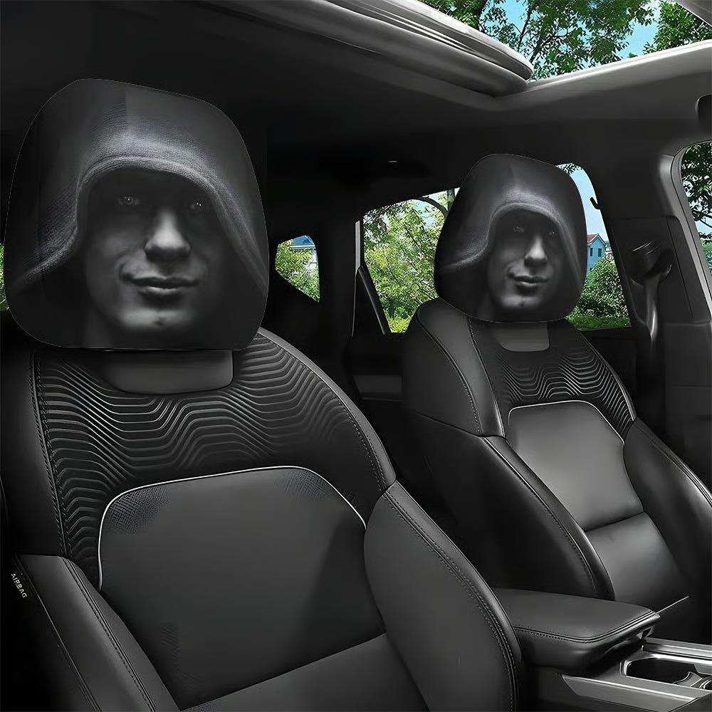 😆 Funny Cartoon Car Headrest Covers – 2PCS Universal Fit 🚗
