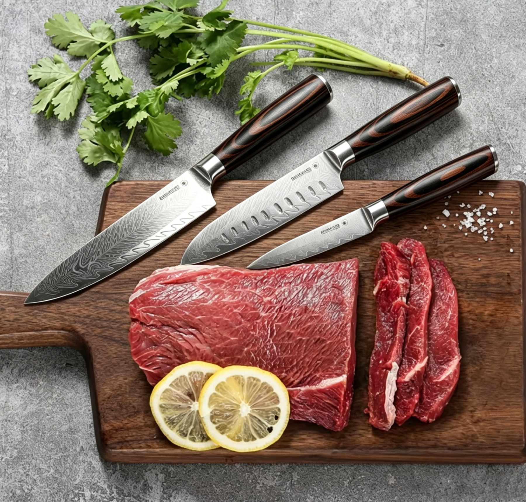 Aries Outlets Japanese Damascus Steel Knife Set (3 Pieces)