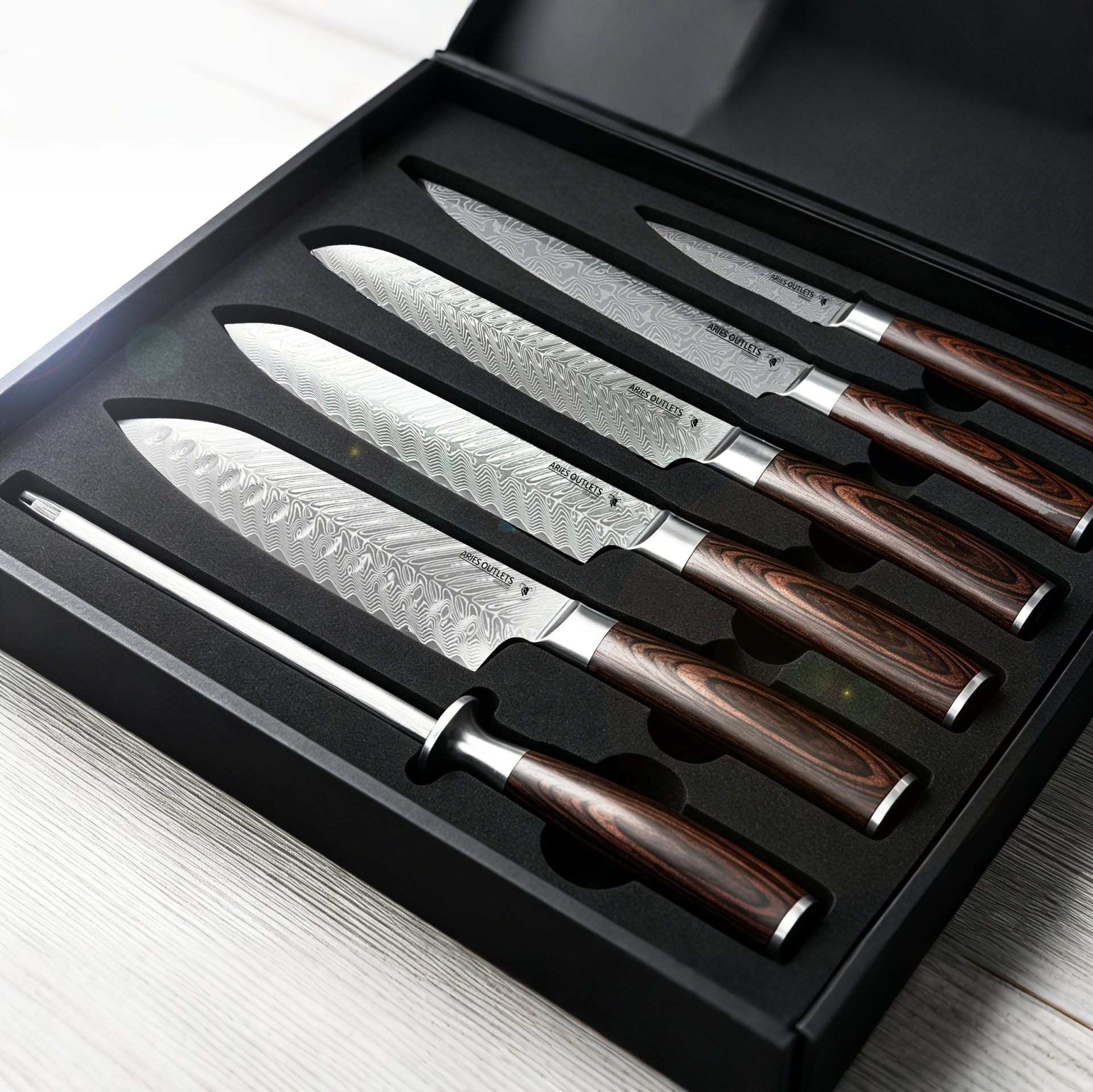 Aries Outlets Japanese Damascus Steel Knife Set (6 Pieces)