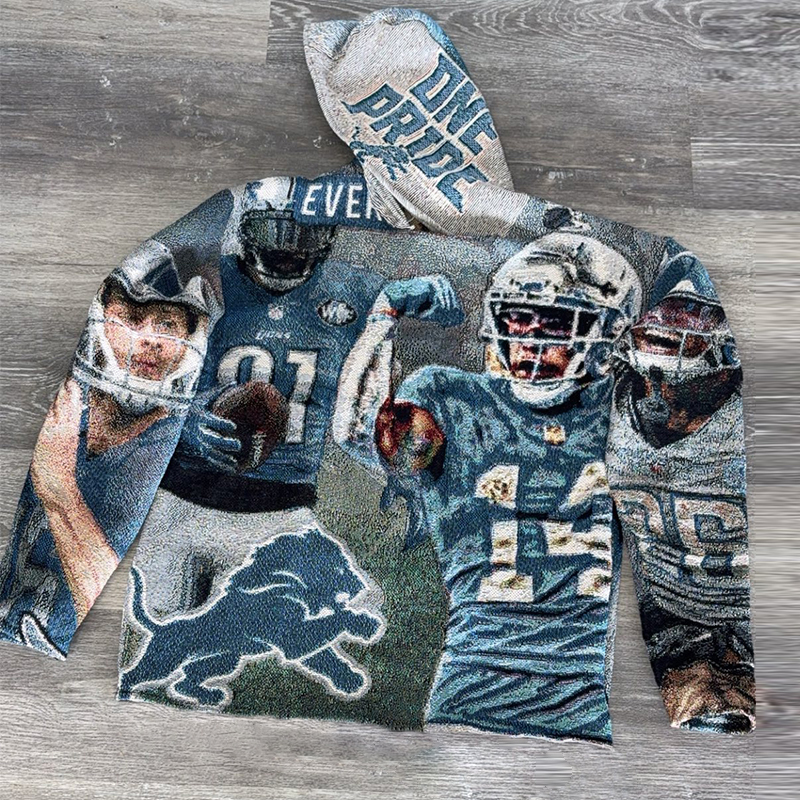 Detroit Lions tapestry fringe hoodie-Maverick