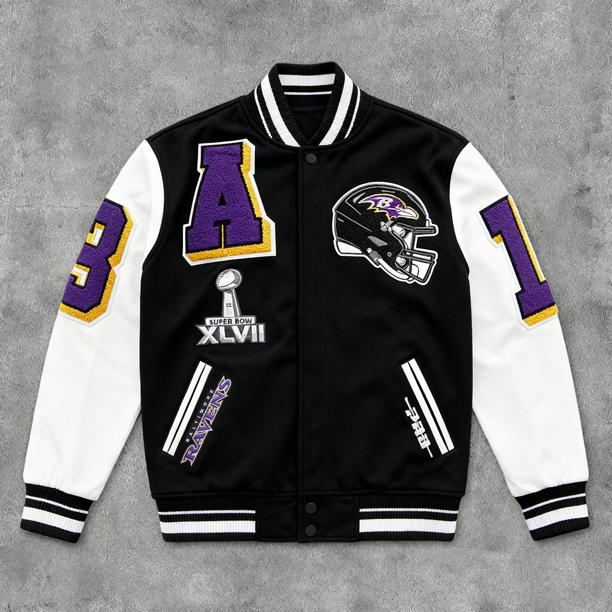 Street Ravens Print Long Sleeve Baseball Jacket-Maverick