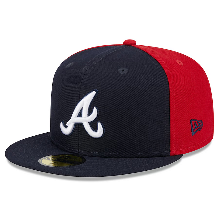NEW ERA ATLANTA BRAVES NAVY/RED GAMEDAY SIDESWIPE EMBROIDERED CASUAL BASEBALL CAP-Maverick