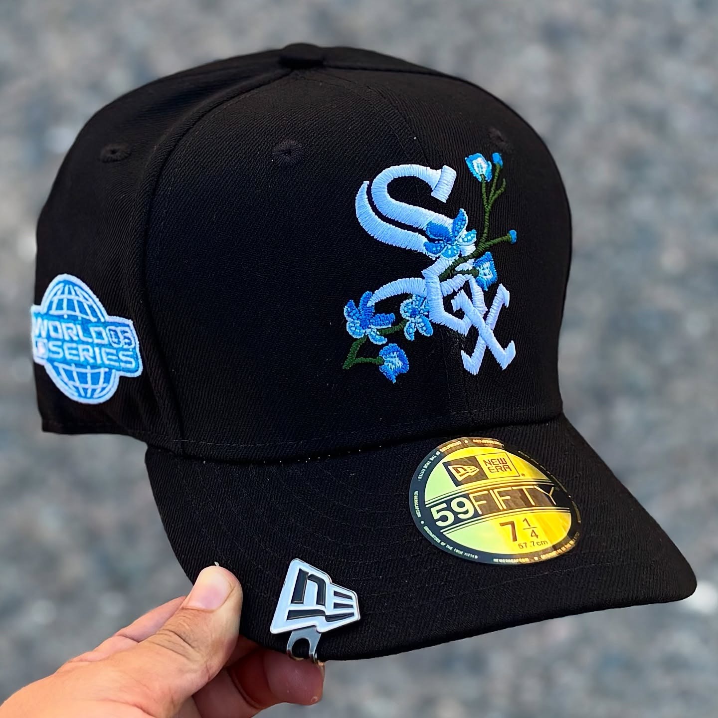 NEW ERA CHICAGO WHITE SOX BLACK 2005 WORLD SERIES BLOOM SIDE PATCH EMBROIDERED CASUAL BASEBALL CAP-Maverick