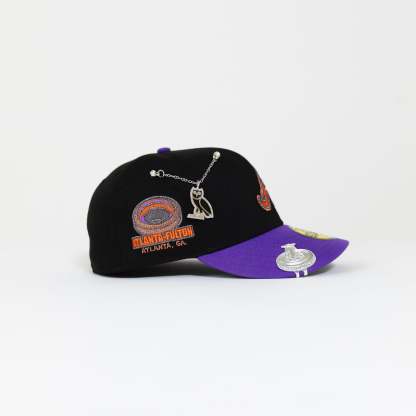 NEW ERA 59FIFTY BLACK/ PURPLE ATLANTA BRAVES W/ "ATLANTA-FULTON" SIDE PATCH-Maverick