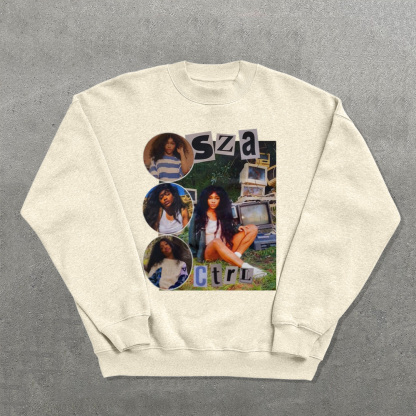 Fashion Rapper Printed Crew Neck Sweatshirt