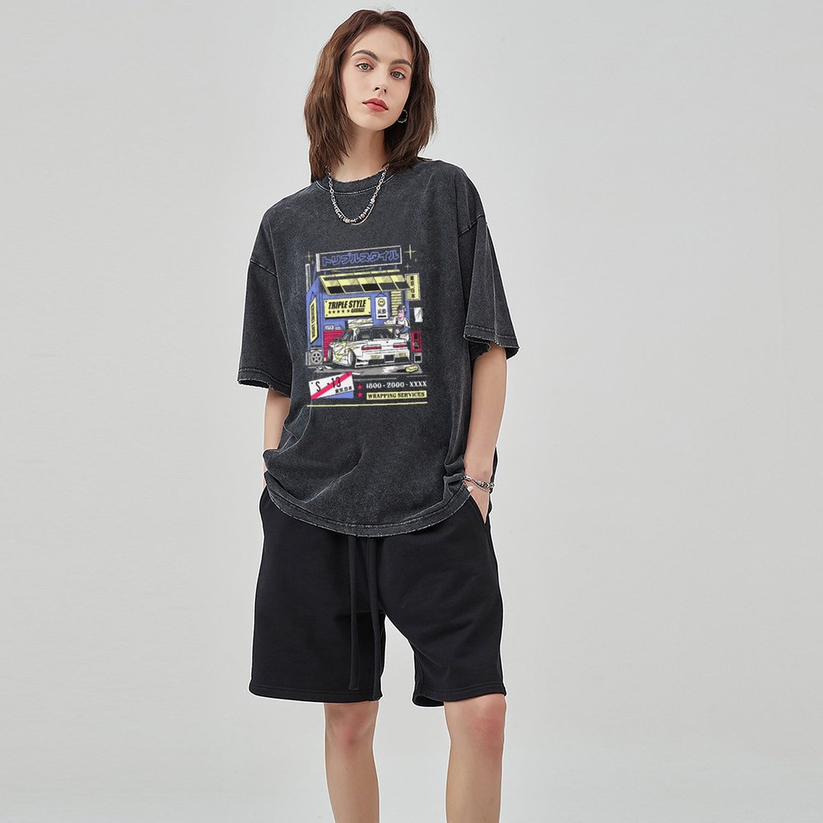 Unisex Vintage Solid Wash Denim T-Shirts 1006