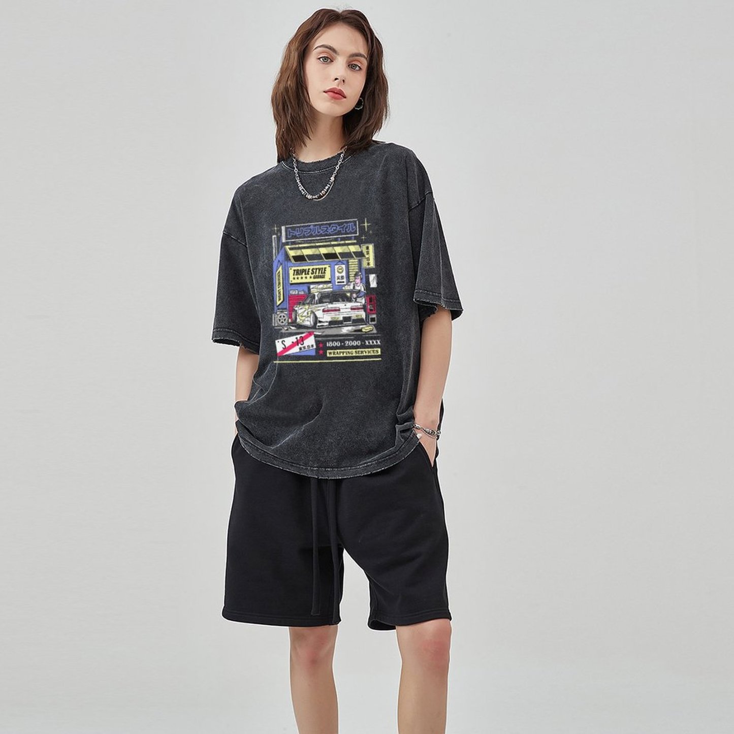 Unisex Vintage Solid Wash Denim T-Shirts 1006