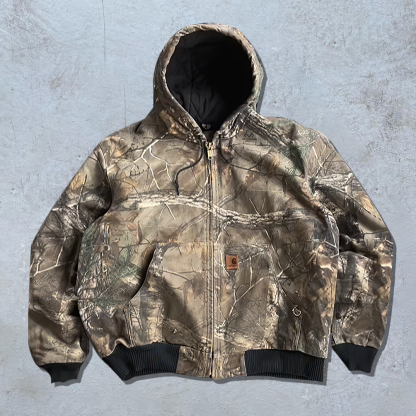 Vintage Tree Camouflage Long Sleeve Zippered Thick Jacket-Maverick