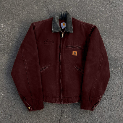 Vintage Lapel Tie Lined Zip-Up Jacket-Maverick