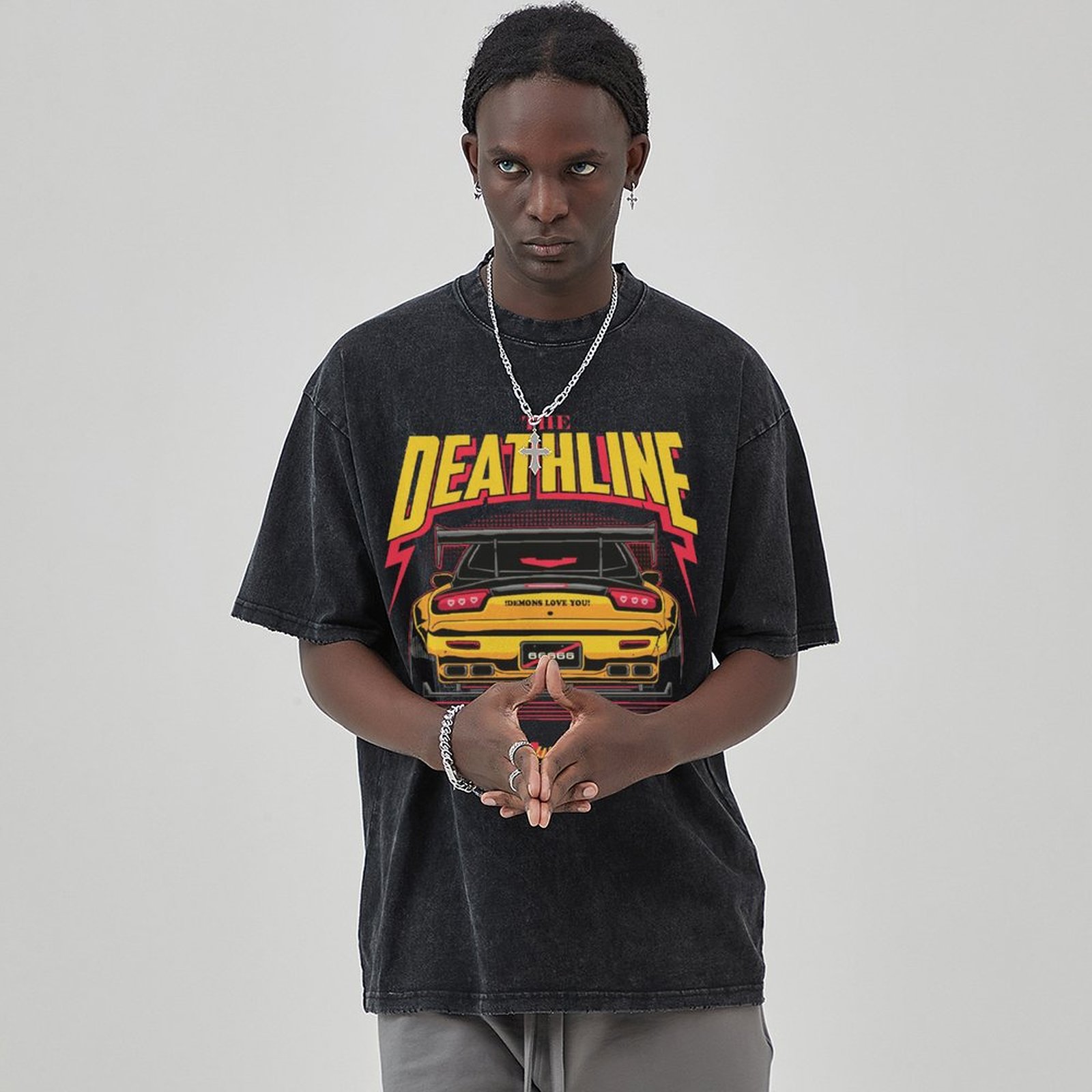 Unisex Vintage Solid Wash Denim T-Shirts 1004