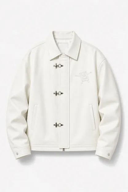 PRE-ORDER: SPONGEBOB LEATHER JACKET WHITE