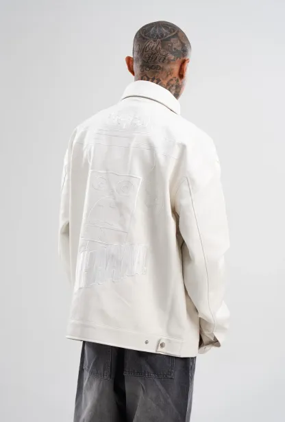 PRE-ORDER: SPONGEBOB LEATHER JACKET WHITE