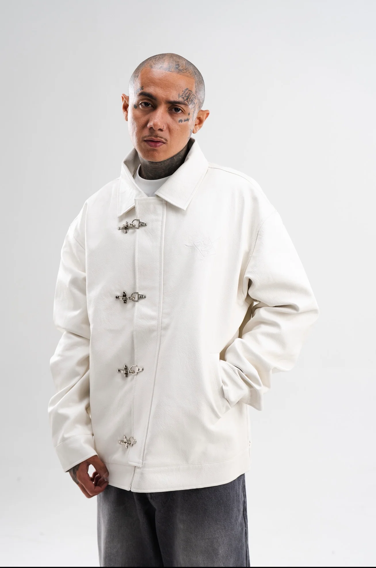 PRE-ORDER: SPONGEBOB LEATHER JACKET WHITE