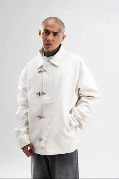 PRE-ORDER: SPONGEBOB LEATHER JACKET WHITE
