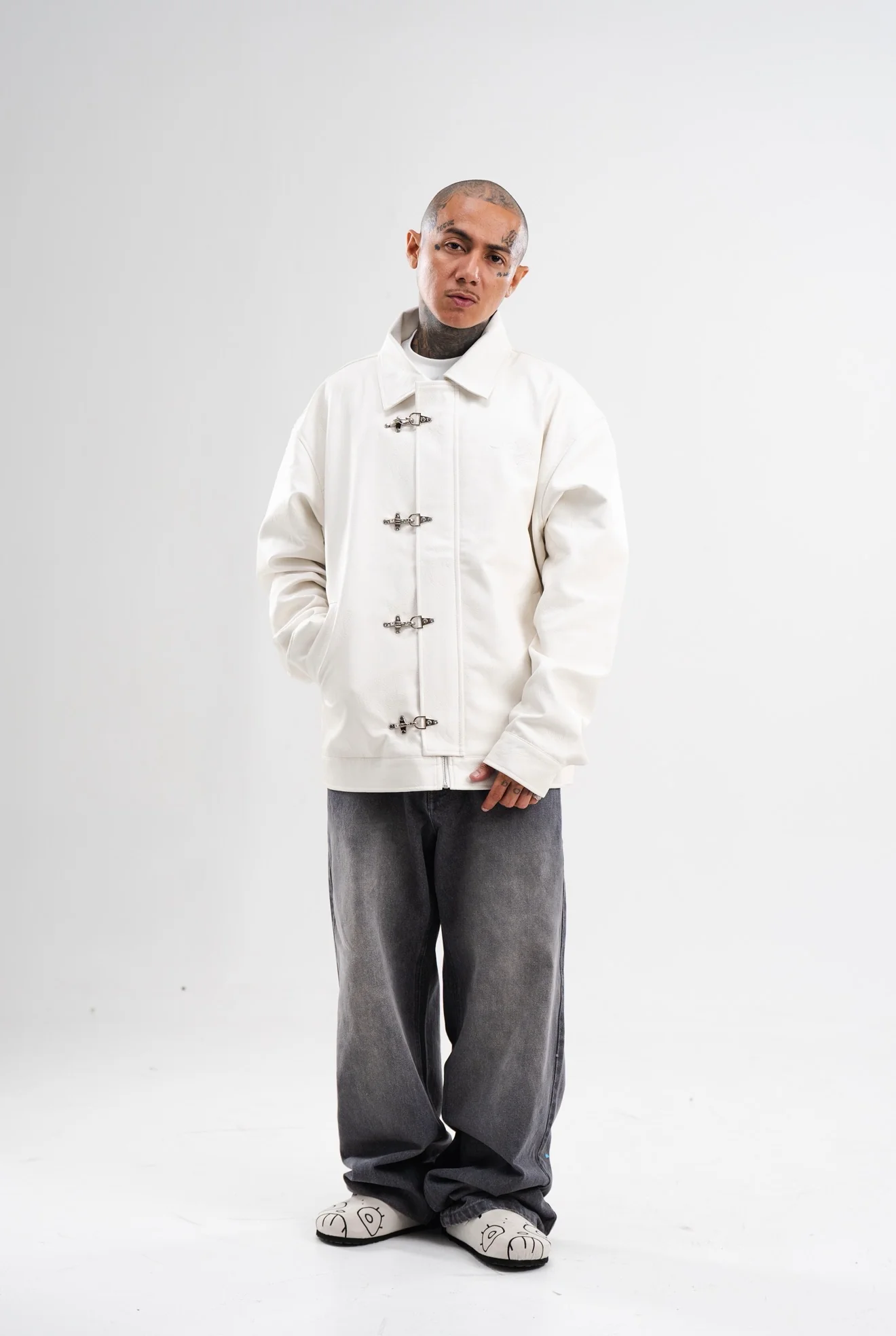 PRE-ORDER: SPONGEBOB LEATHER JACKET WHITE