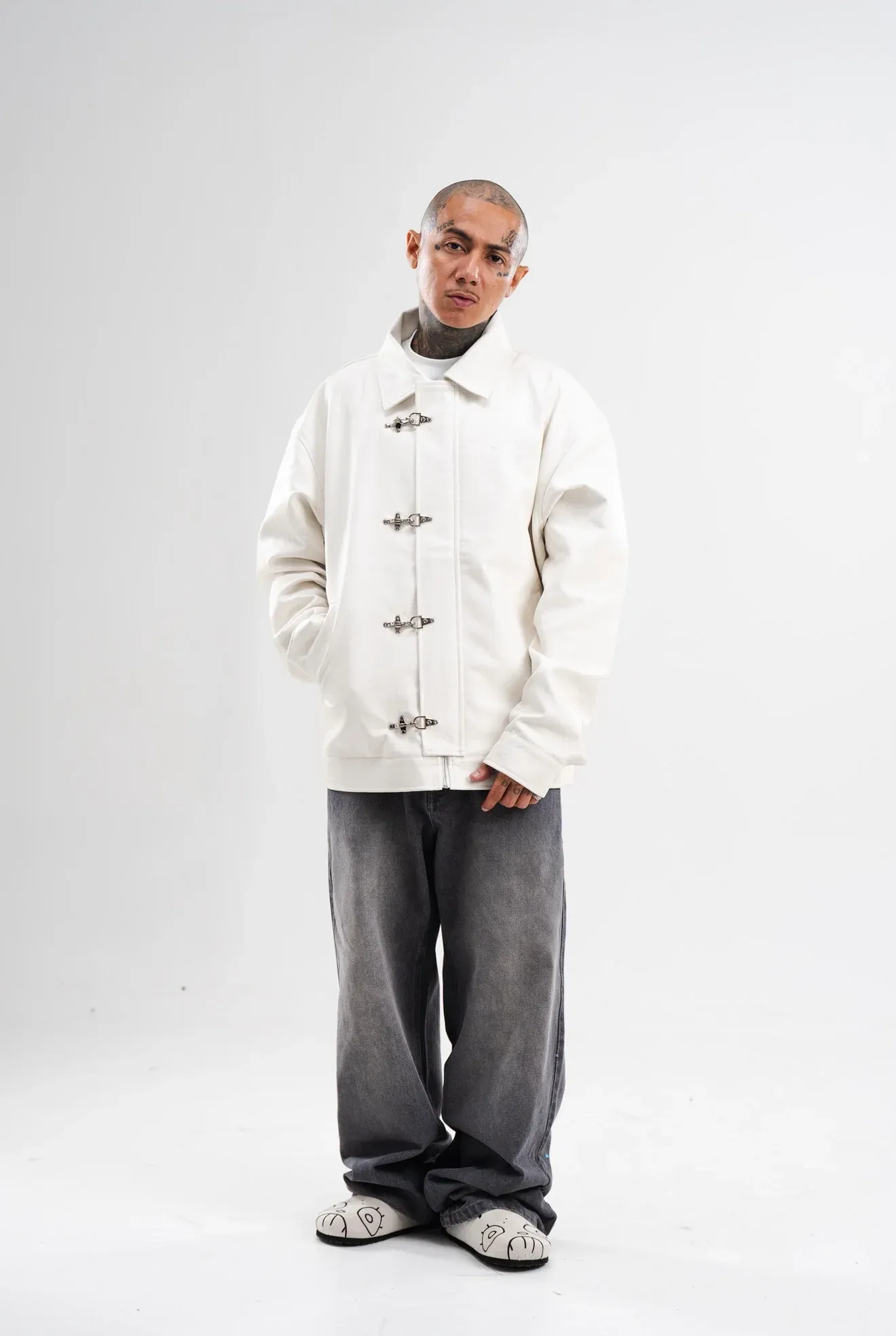 PRE-ORDER: SPONGEBOB LEATHER JACKET WHITE