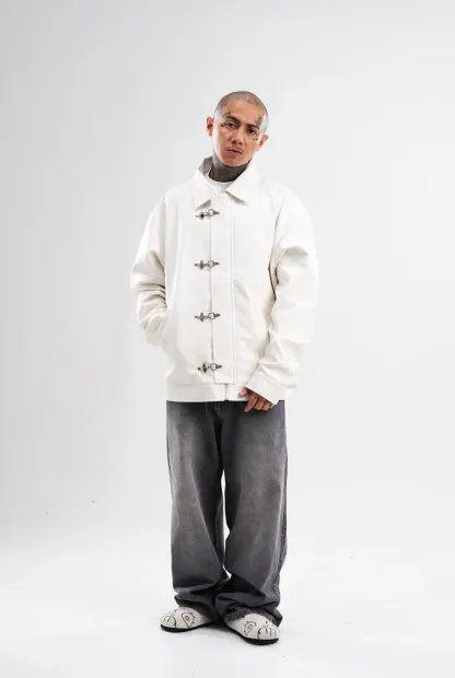 PRE-ORDER: SPONGEBOB LEATHER JACKET WHITE