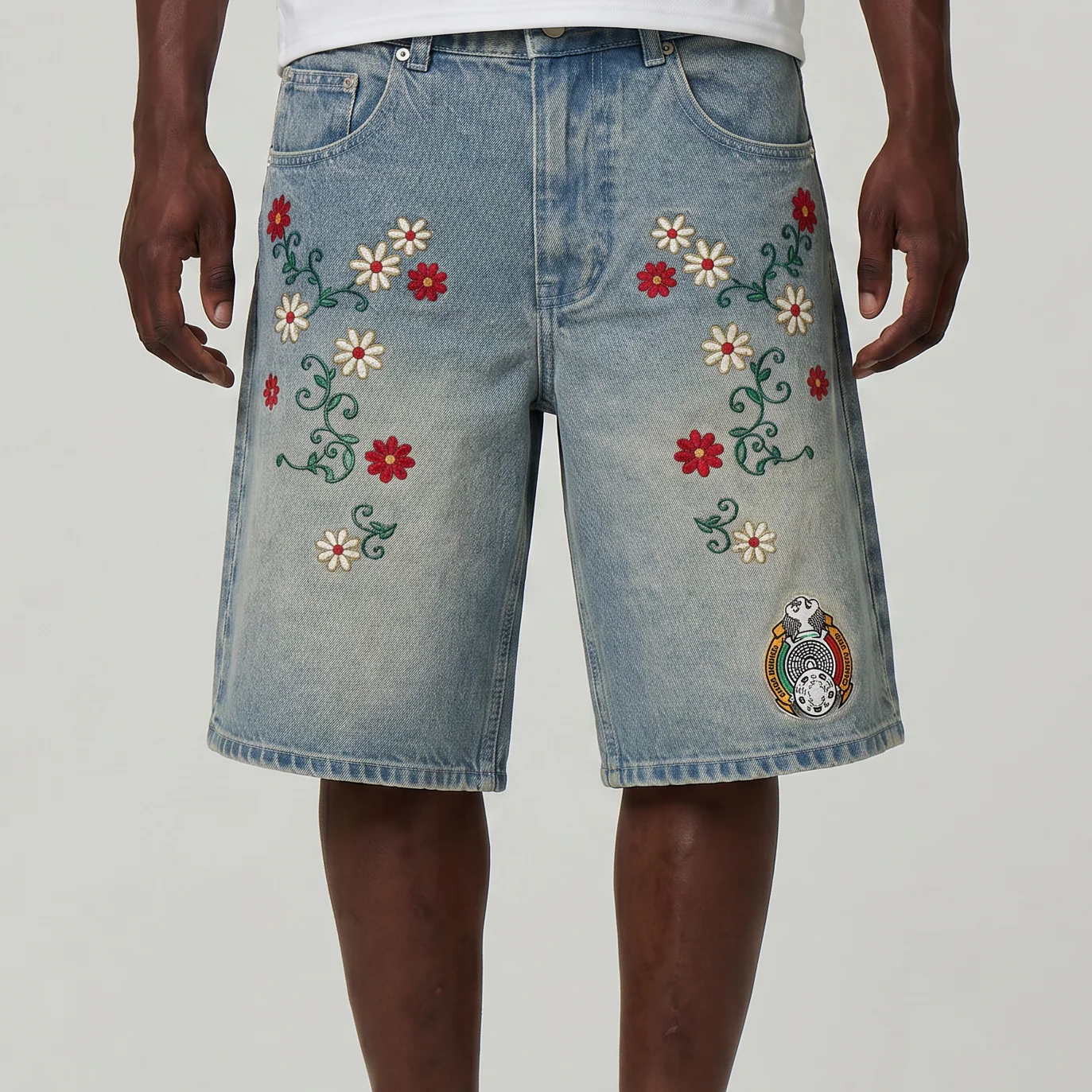 MEXICO EMBROIDERED JORTS