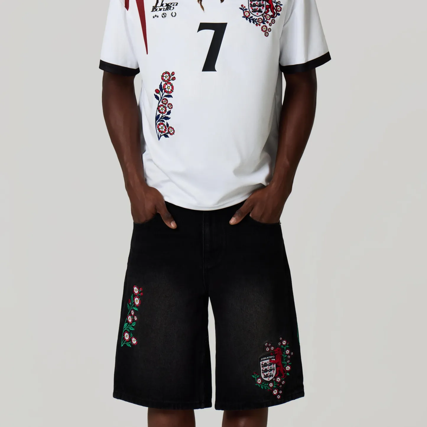 ENGLAND EMBROIDERED JORTS