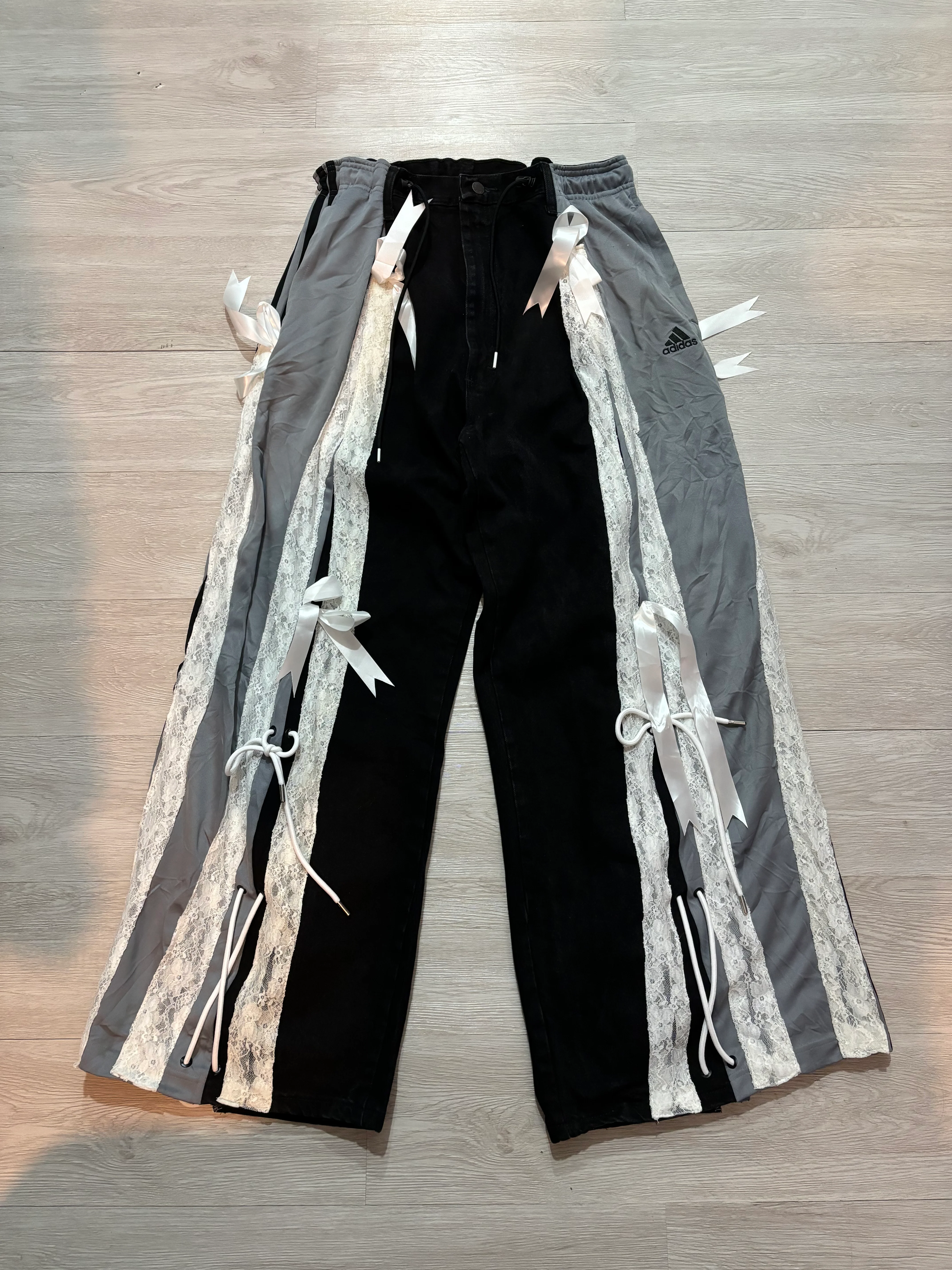 Adidas Remake Ribbon Pants (黑拼灰)