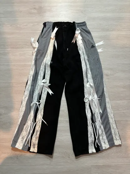 Adidas Remake Ribbon Pants (黑拼灰)