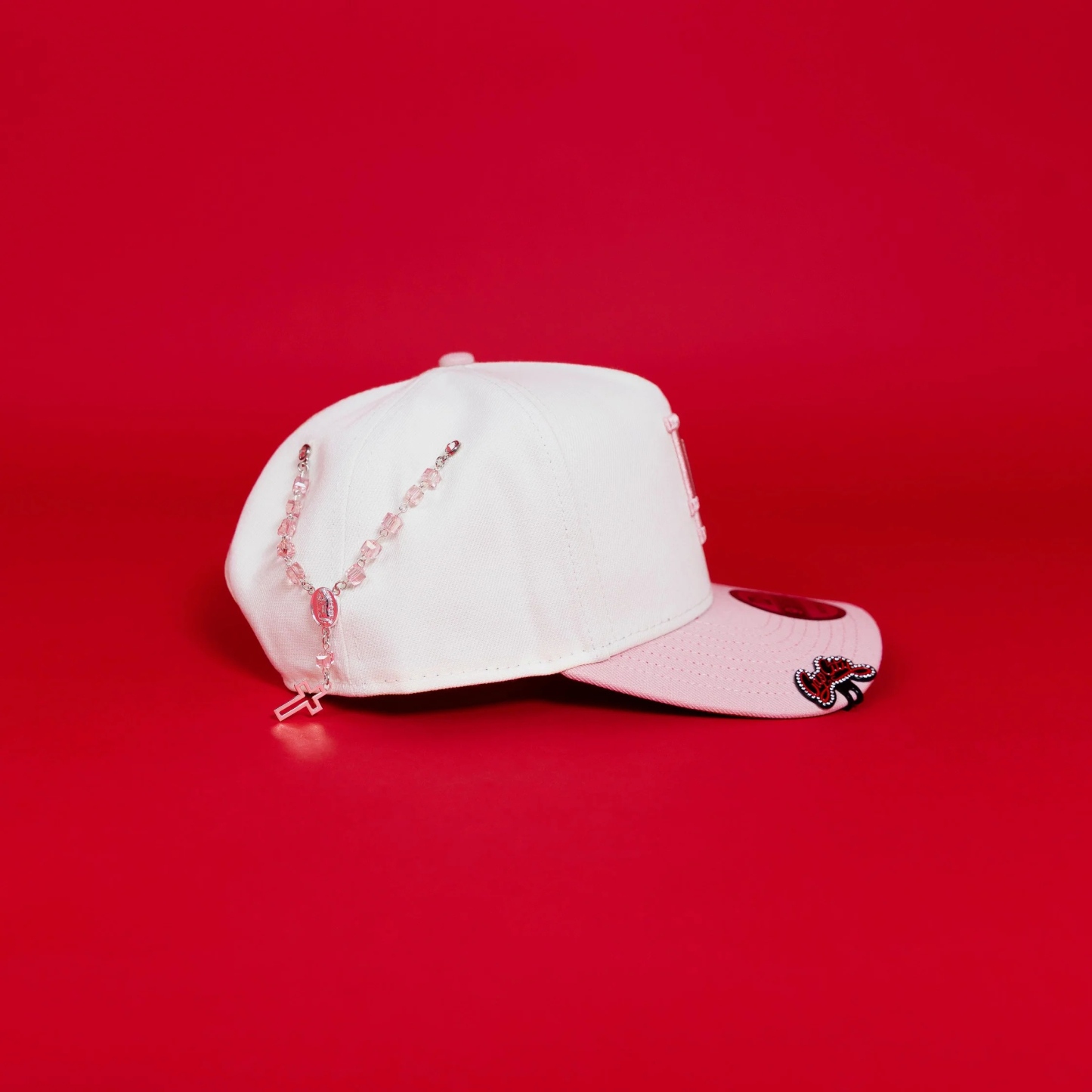NEW ERA EXCLUSIVE 9FIFTY A-FRAME CHROME/ SOFT PINK LOS ANGELES DODGERS SNAPBACK W/ ROSES-Maverick