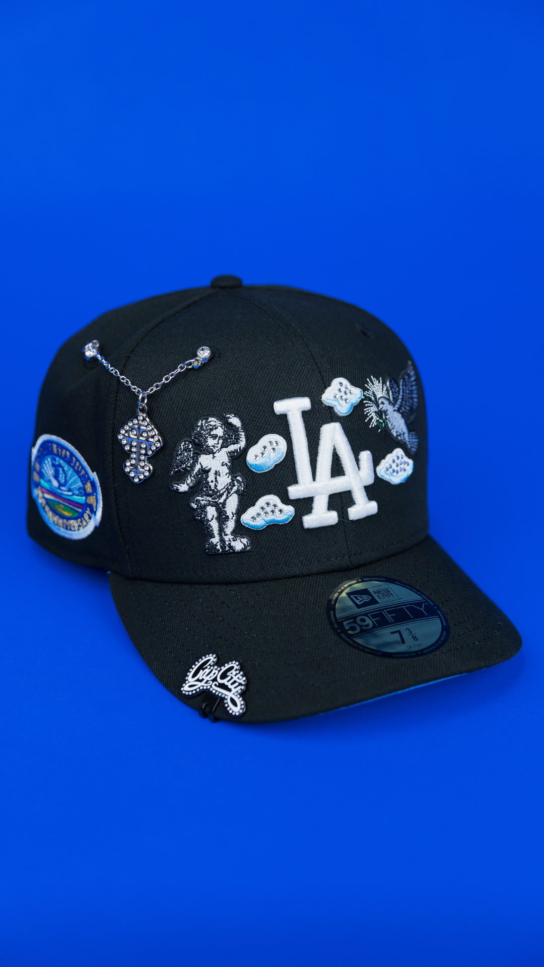 NEW ERA EXCLUSIVE 59FIFTY BLACK LOS ANGELES DODGERS "HEAVENLY CITY" W/ 50TH ANNIVERSARY SIDE PATCH-Maverick