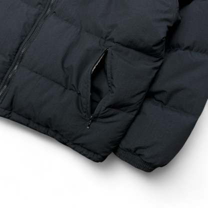 Vintage 90s Rare Down Spellout Pufferjacke Schwarz