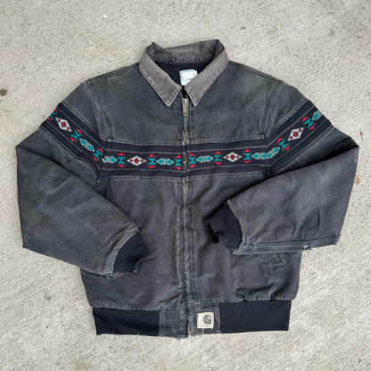 Tribal retro long sleeve lined zip-up jacket-Maverick
